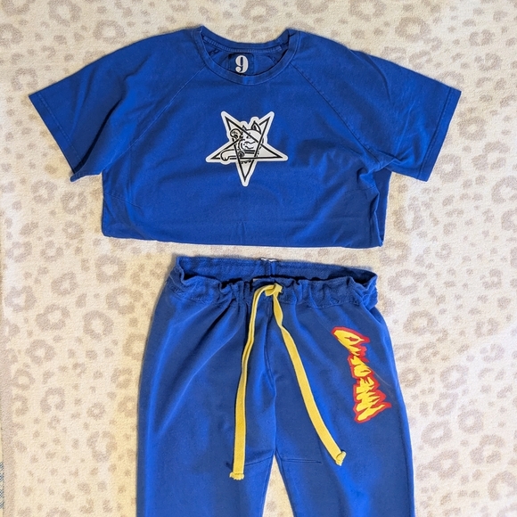 Korean Streetwear Set 91,2 Raglan Tshirt And Sweatpants Unique Details Cotton Sm - Picture 1 of 11